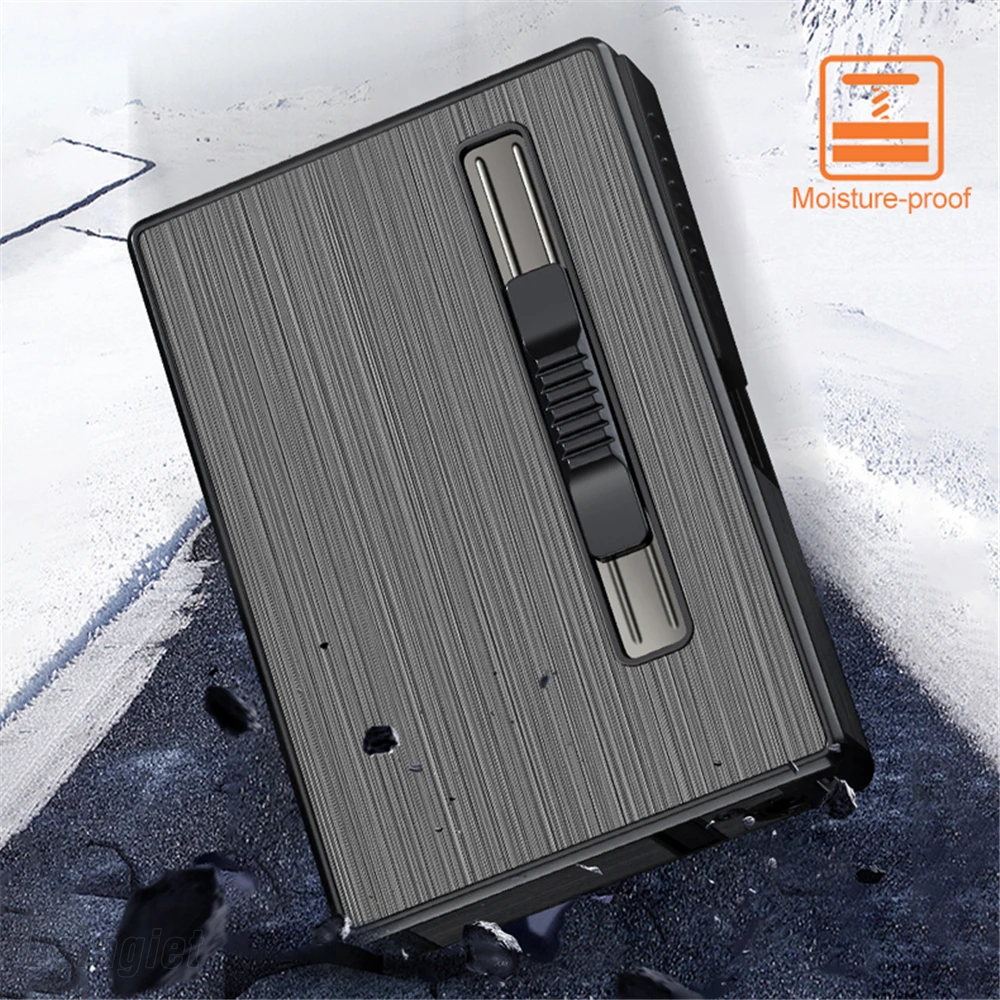 Cigarette Case With Lighter Jet Flame Lighter USB Metal Lighter Holds 20pcs 100mm Cigarettes Tobacco Storage Box Smoking Gadgets 3