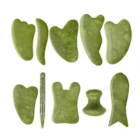 Natural Green Xiuyu Jade Gua Sha Board Set Gouache Scraper For Body SPA Acupuncture Acupoint Facial Lifting Scraping Massager 1