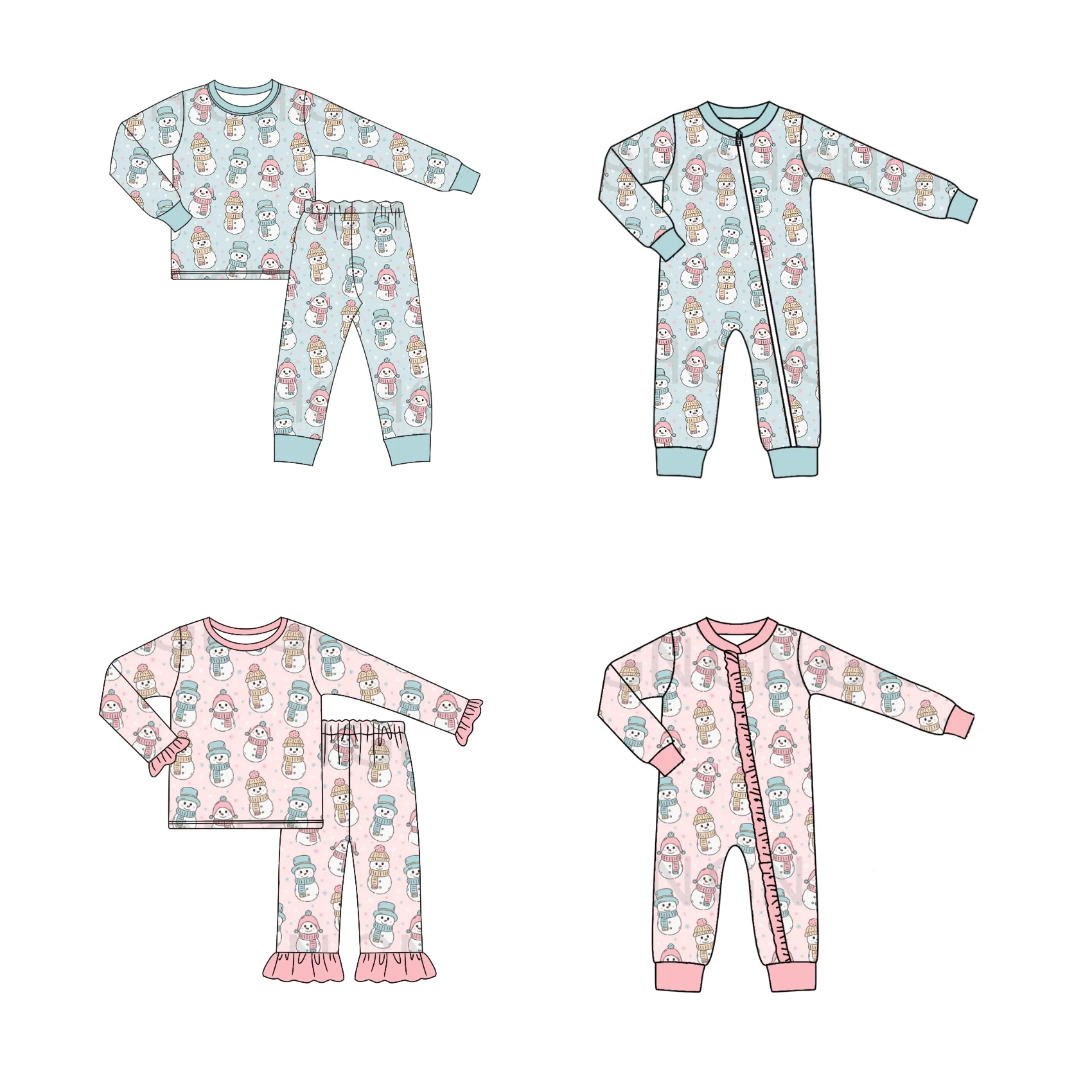 

Baby Kids Clothes Toddler Girls Outfits Boys Clothes Merry Christmas Cartoon Snowman Pattern Long Sleeve Set Romper Pajama Set