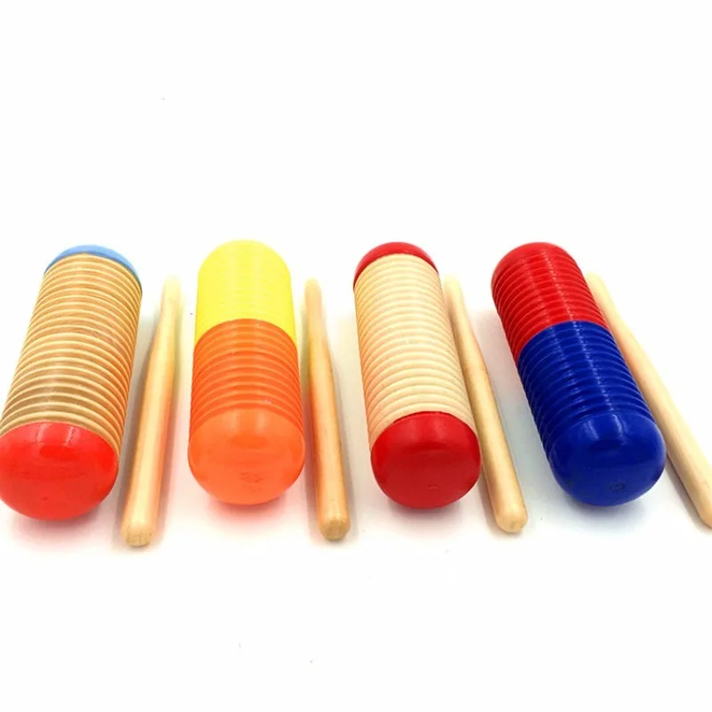 Musical Instrument Rhythm Toy Wooden Guiro Music Toy for Baby Kid Child Early Educational Toys Tool Percussion with Mallet