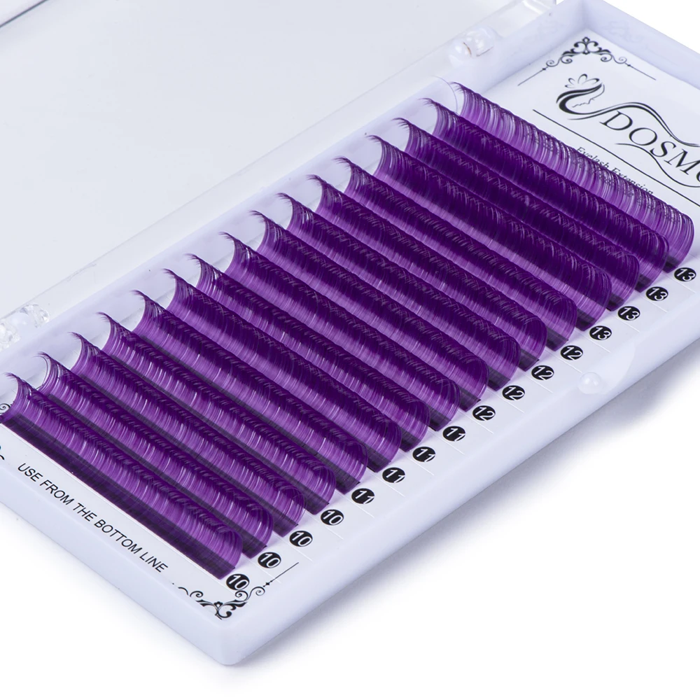 DOSMOTH  0.07 color brown mixing 16rows  soft eyelash extension, false eyelashes purple blue