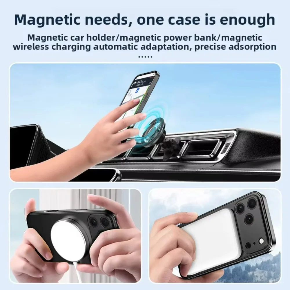 Metallic Magnetic Folding Kickstand Shockproof Case with Wireless Charging Support