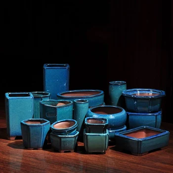 Blue Glaze Ceramic Flower Pot Succulent Plants Flower Pot maceteros para suculentas y cactus Home Garden Bonsai Potted Planting