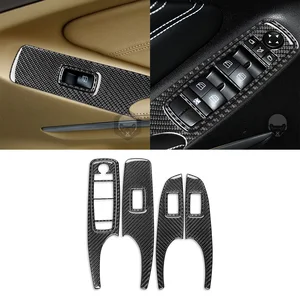 for Benz M Class W164 2006-2011 Door Control Button Panel Decoration Cover Sticker Soft Carbon Fiber Car Interior Accessories