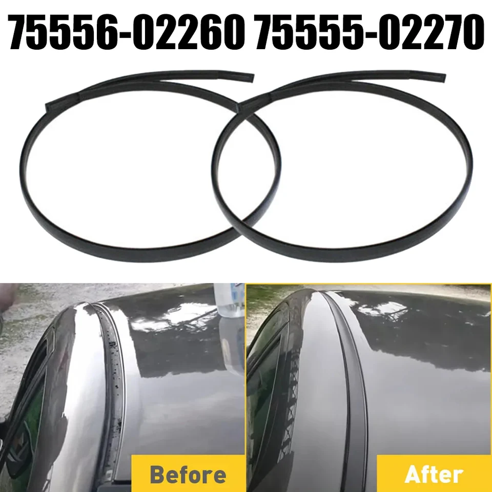 2pcs Roof Drip Moulding Side Finish Seal Strip Black Rubber For Toyota Corolla 2014 2015 2016 2017 75556-02260 75555-02270 - 34
