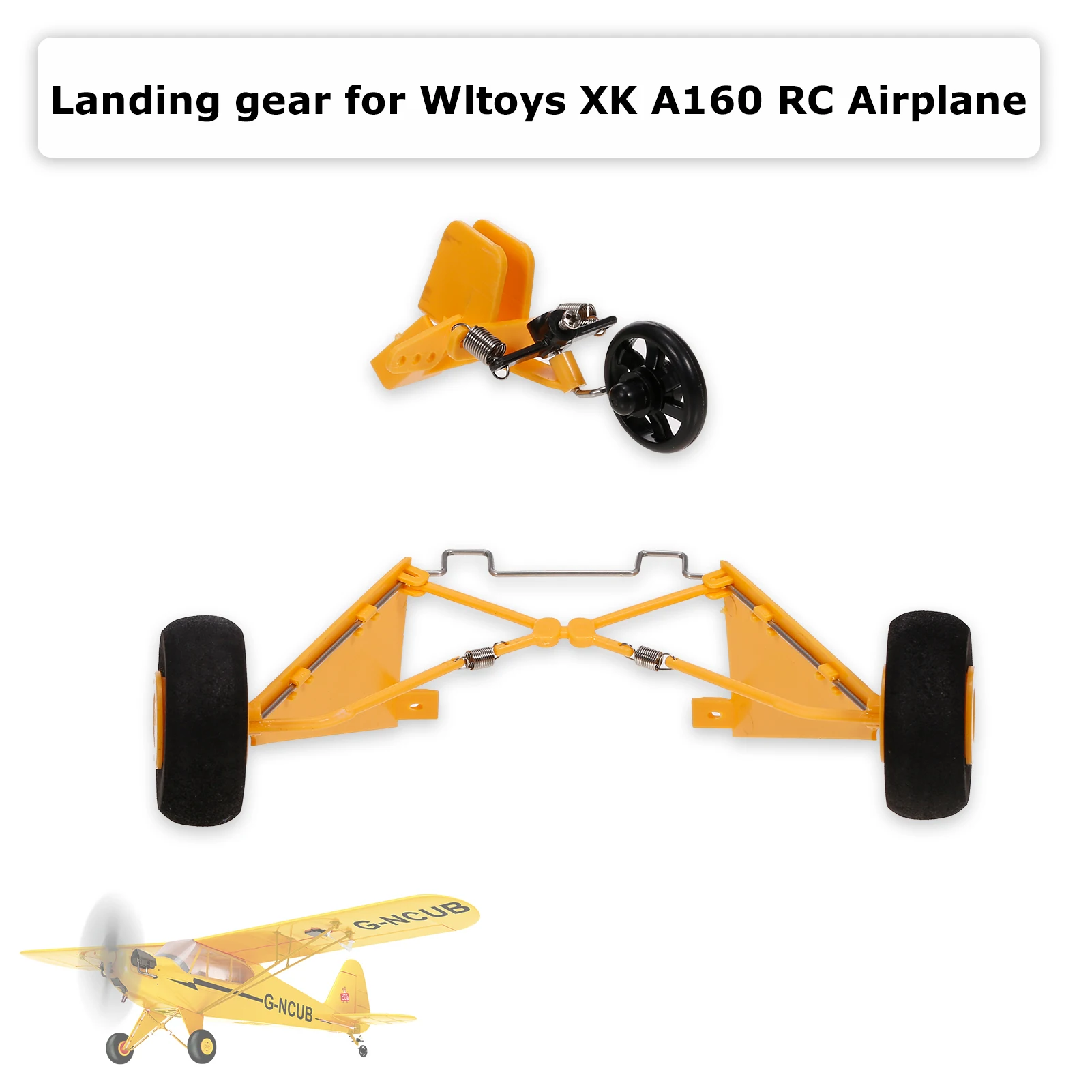 Train d'atterrissage avant pour avion RC Wltoys XK A160 démontré avec une vue latérale montrant les fixations