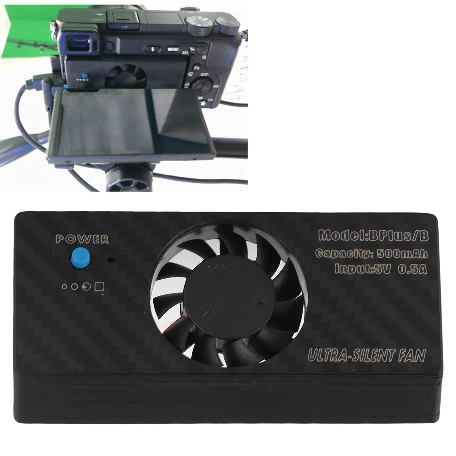 카메라 팬 500mah 배터리 저소음 3 모드 유형 C 인터페이스 효율적인 카메라 라디에이터 팬 A6400 A6600 A6500 용 ABS