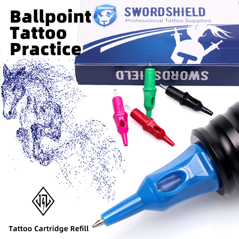 

20pcs Ballpoint Tattoo Cartridge Needles for Player&Beginner&Designer Drawing Practice Tattoo Refill Multicolor Stippling