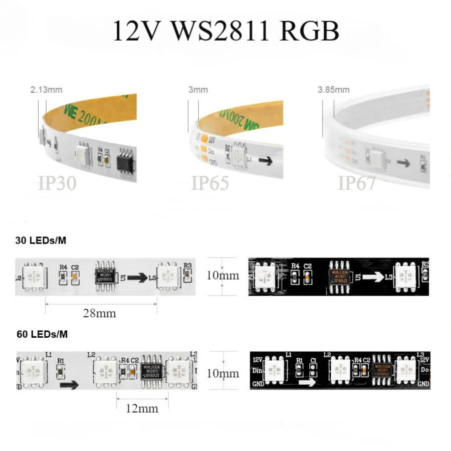 RGB WS2812b WS2811 LED Ʈ , , ٷ  ִ , Ʈ  