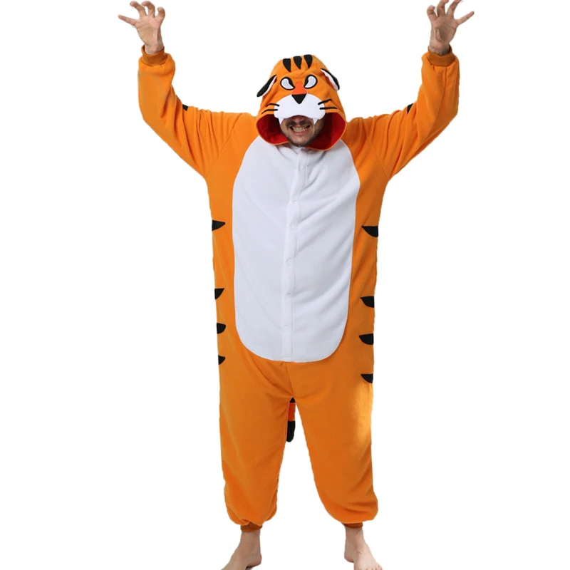 Bengal tiger animal costume cosplay costume kigurumi men one piece pajamas halloween christmas party hooded cartoon pajamas