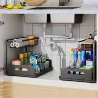 Kitchen Storage Magic Tool！Double-layer Pull-out Basket Under Sink，Easily Transform Unusable Space，Expand Storage Capacity by Do 5