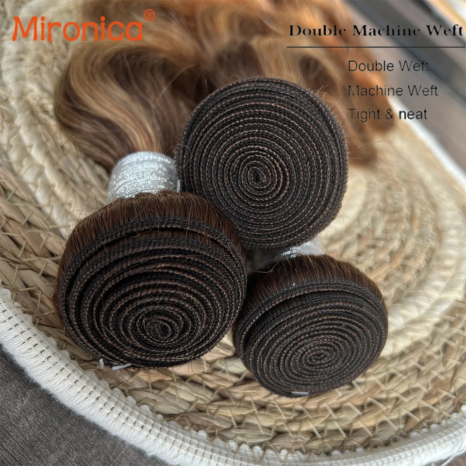 12A Highlight Body Wave Human Hair Bundles P4/27 Honey Brown 100% Human Hair 10-30 Inch 1/3/4 Brazilian Braiding Hair Bundles 4