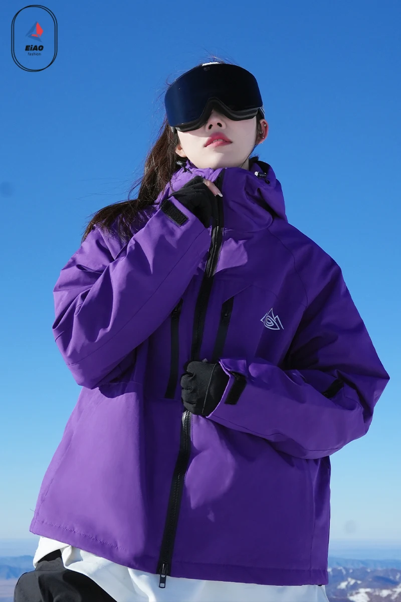 Winter Waterproof Windproof Thermal Ski Jacket for Men Unisex Style Cotton Insulated Thick Warm Snowsports Outdoor Sports Coat