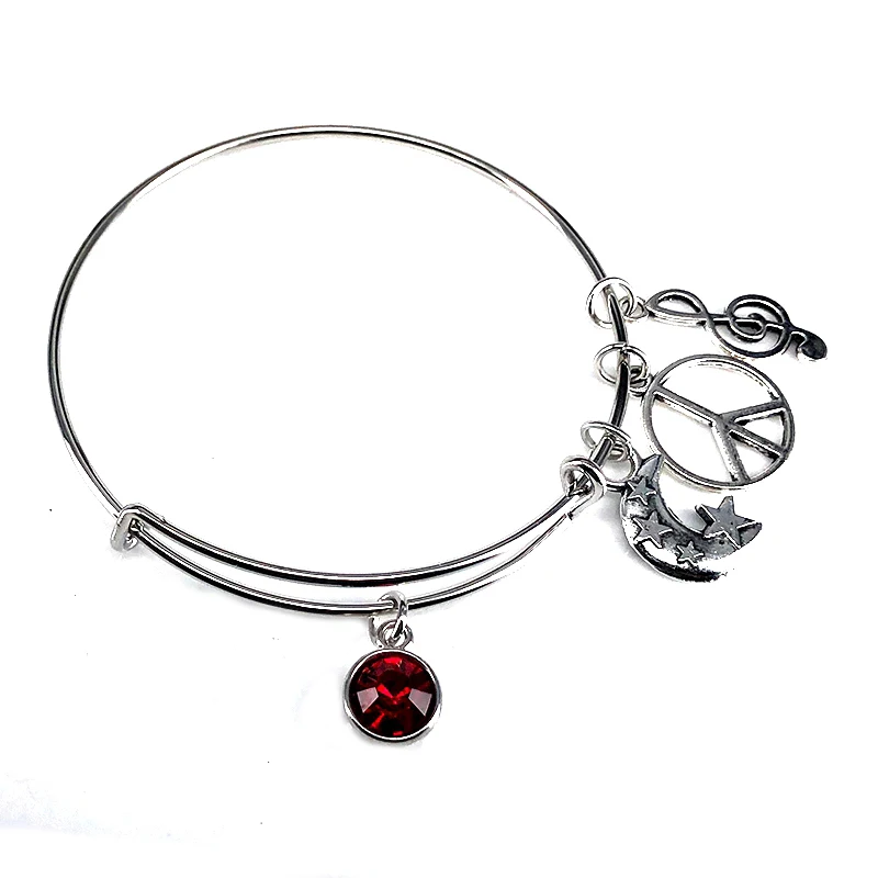 Gorąca sprzedaż 12 styl kolorowe Birthstone bransoletka regulowany rozwijany przewód bransoletki bransoletki dla kobiet moda biżuteria B016
