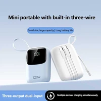 Mini batterie externe numérique grand écran 500000mAh, avec charge rapide à trois fils intégrée, pour iPhone 3