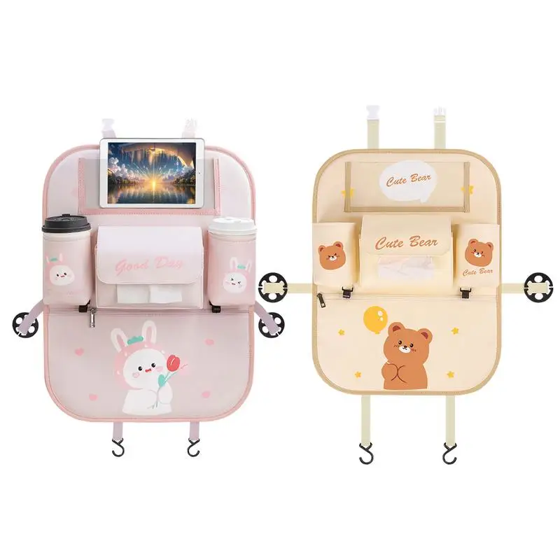 

Органайзер на спинку сиденья автомобиля, мультяшный дизайн, карманы для хранения, защитные чехлы на спинку сиденья автомобиля