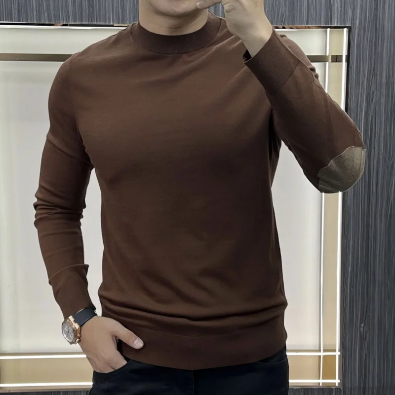 Men Autumn and Winter Korean New Commute O-Neck Pullovers Sweater Solid Color Knitted Loose Leisure Versatile Long-sleeves Tops