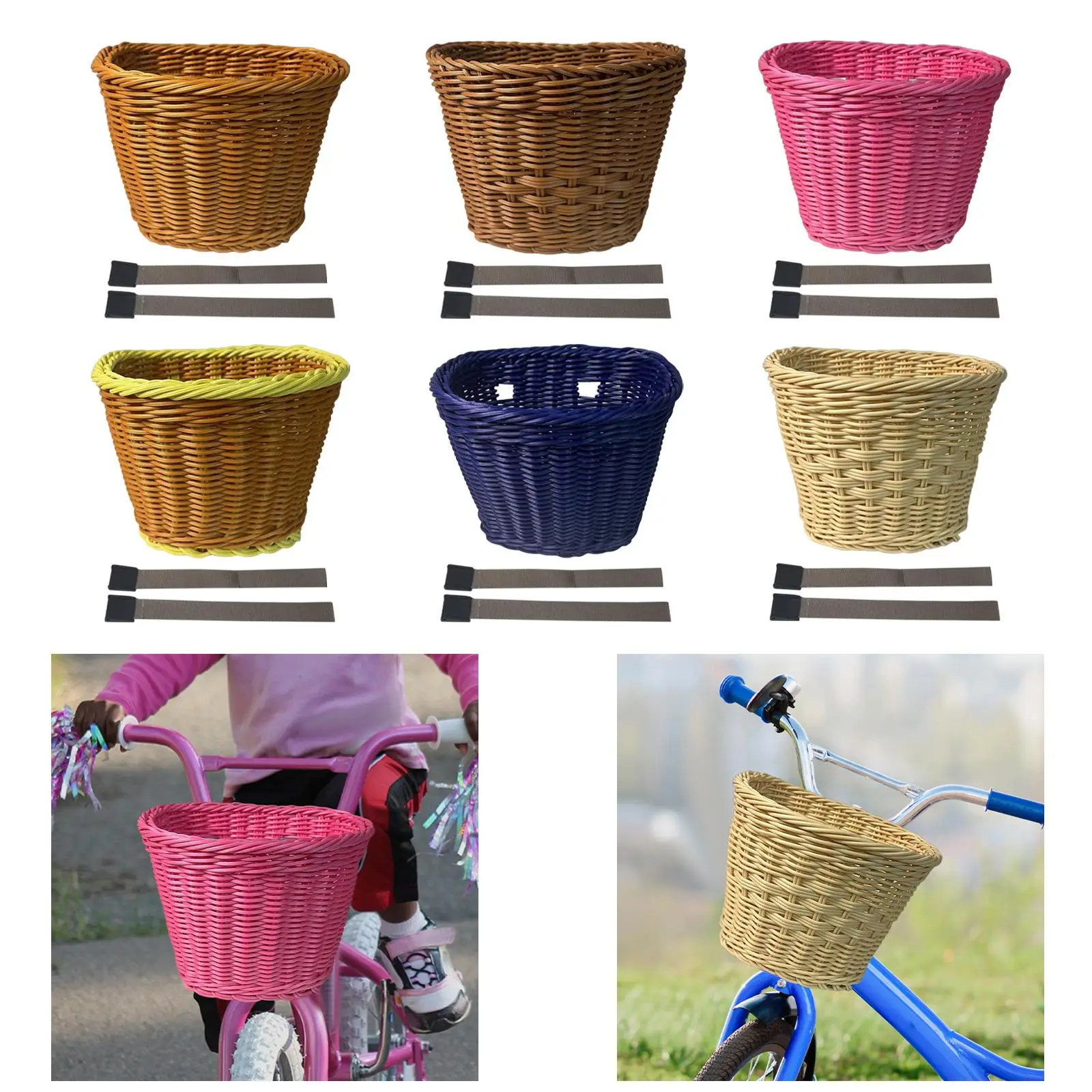 Kids Bike Basket Front Handlebar Bike Decoration Detachable Retro Portable Tricycle Basket Bicycle Front Basket for Shopping