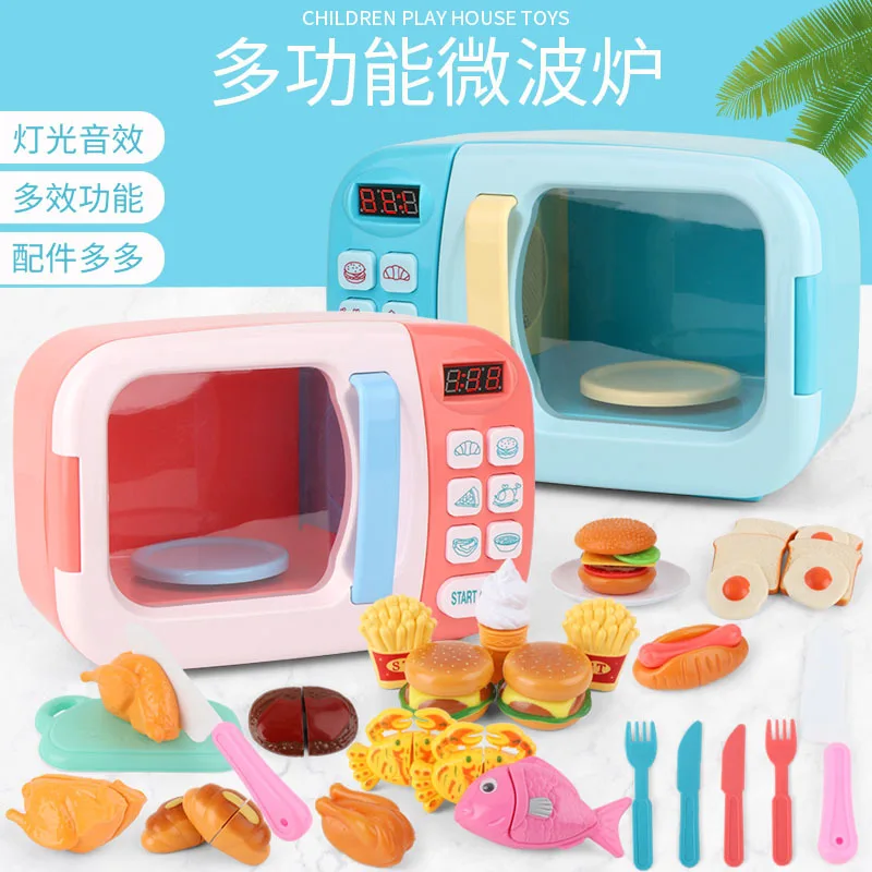 

Simulation Children Cooking Small Household Appliances Kitchen Electric Microwave Oven Timing Interactive Toy Gift Blender Bread