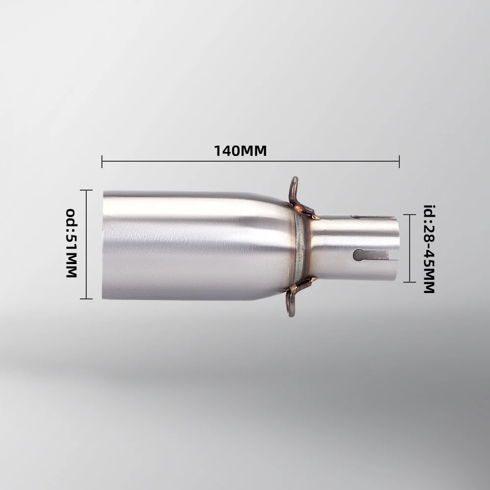 Universal Motorcycle Intermediate Exhaust Pipe with Enhanced Muffler, 51mm Adjustable Diameter