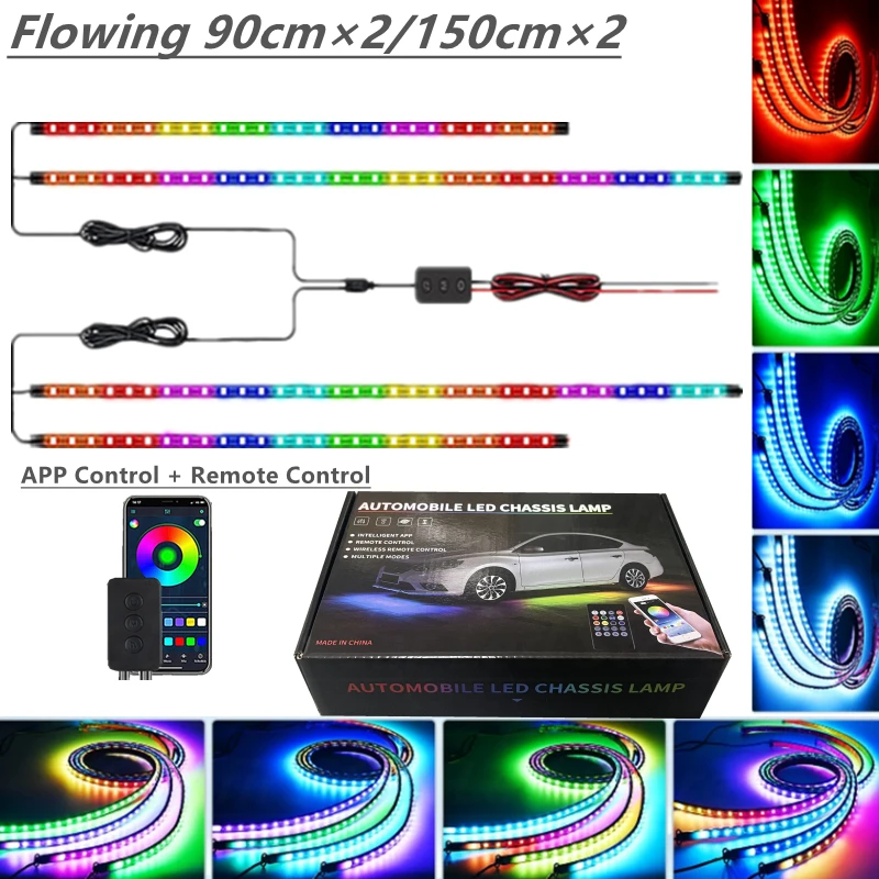 Acquista RGB multicolore flessibile che scorre per auto LED luce sottoscocca  sottoscocca impermeabile telaio per automobili luce al neon per atmosfera