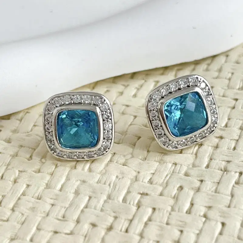 HSC DY Cable Classics Earrings in Sterling Silver with Amethyst and Pave Diamonds at Ahee Jewelers