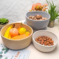 1PC Nordic Hand Woven Cotton Rope Storage Baskets Desktop Sundries Kids Toys Organizer Box Baby Dirty Clothes Laundry Basket 6