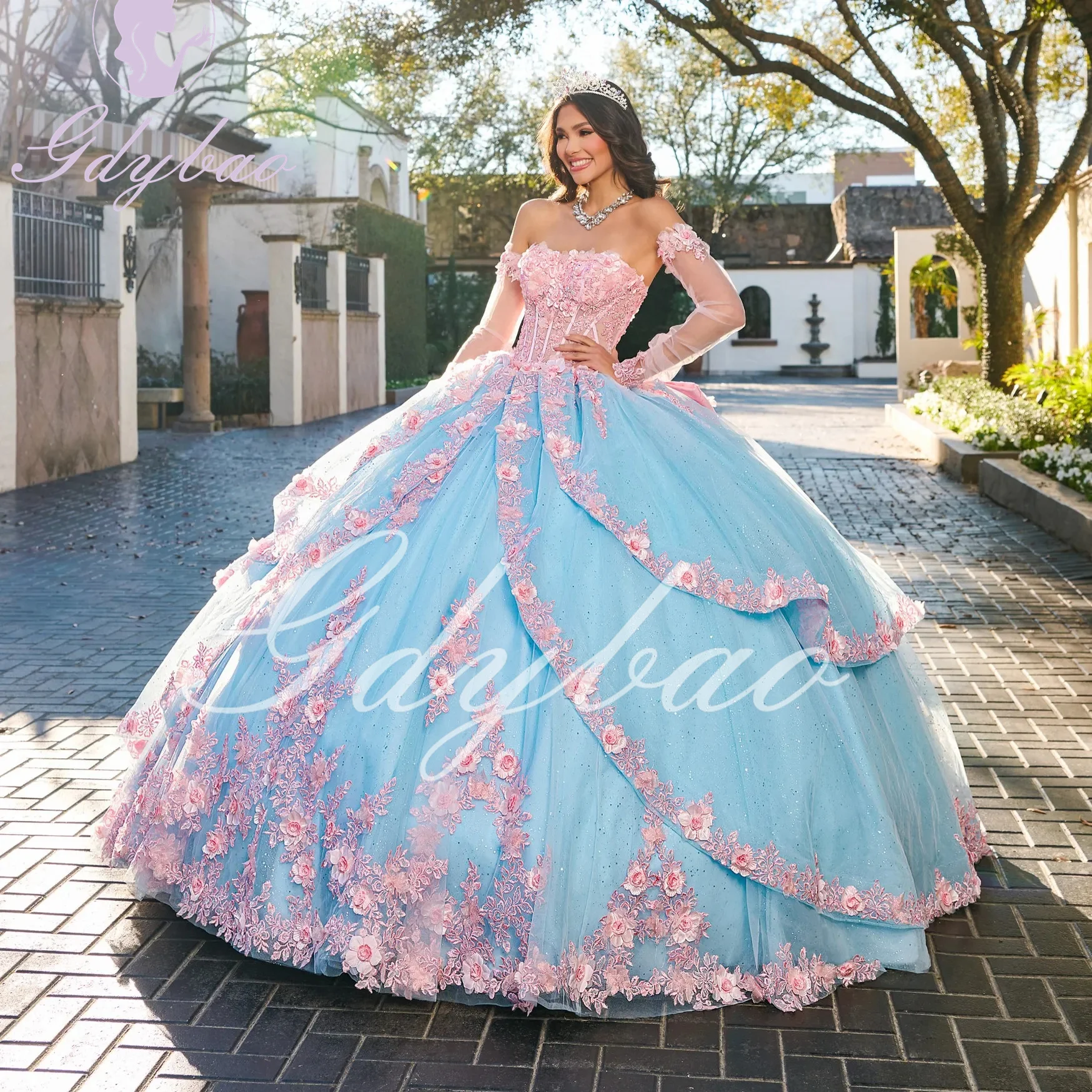 Fabulous Beading Ball Dress Quinceanera Dresses Lace Lace Dresses With Long Sleeves Long Sleeves 15 Layer Sequins Vestido de