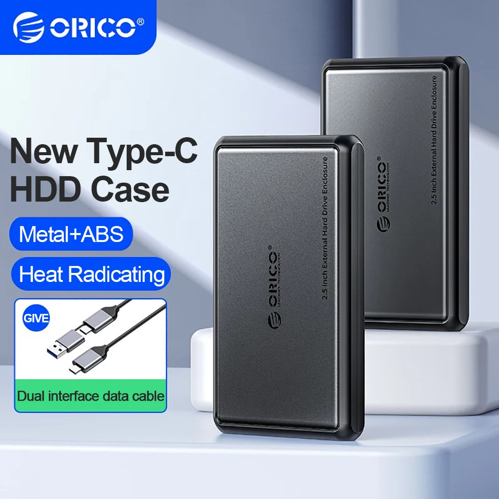 

ORICO 2.5 Inch External HDD Case 5Gbps SATA to Type-C Hard Drive Enclosure for SSD HDD PC Laptop Metal+ABS Case Heat Dissipation