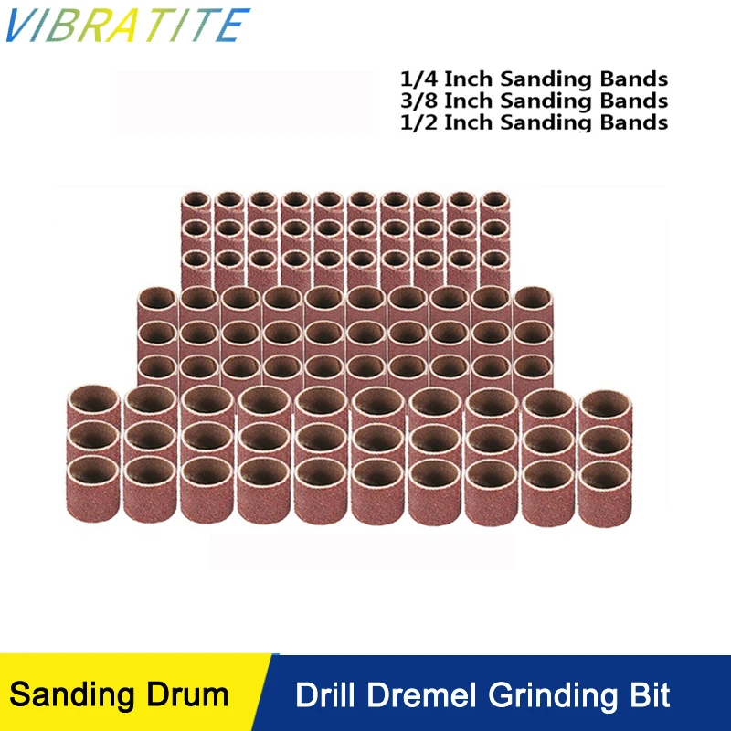 100PCS 80#-600# Grit Sanding Drums Sanders Bands Bits Dremel Accessories  Rotary Tool Grinding Sanding Bit Rotary Abrasive Tools - AliExpress