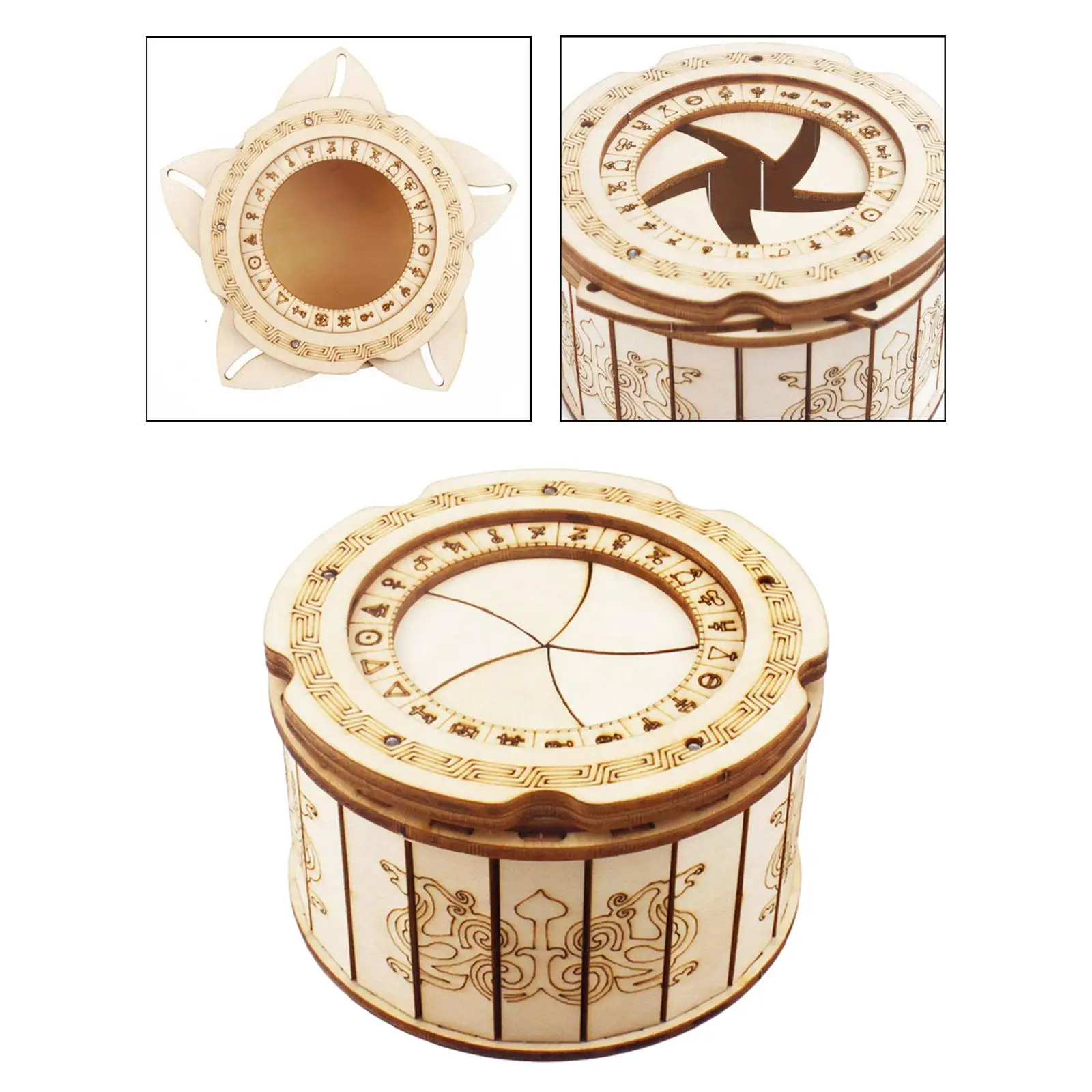 Intricate Wooden Puzzle Box: 3D Mechanical Brain Teaser and STEM Building Toy
