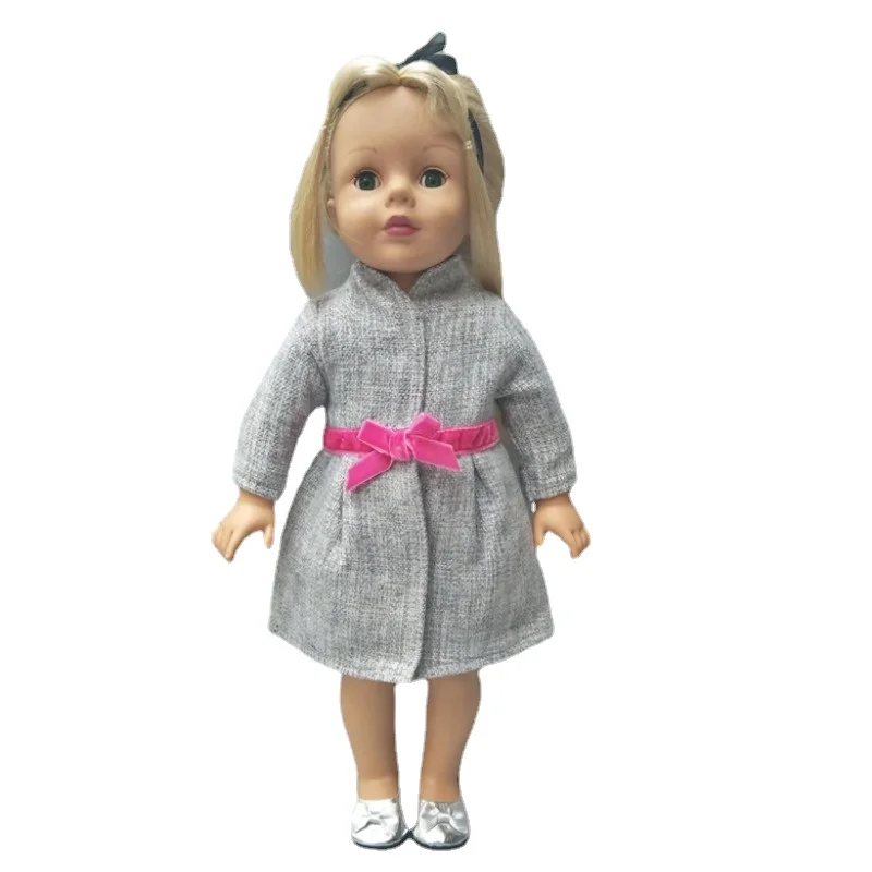 

Качественное длинное шерстяное пальто для кукол длиной 18 дюймов, ветровка с капюшоном, Повседневная Одежда для куклы 45 см