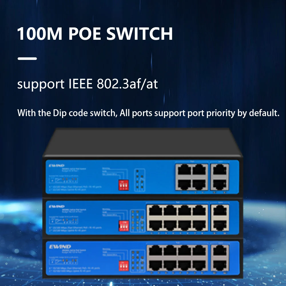 POE Switch 10/100M Switch with SFP Slot Unmanaged 6/10 Ports
