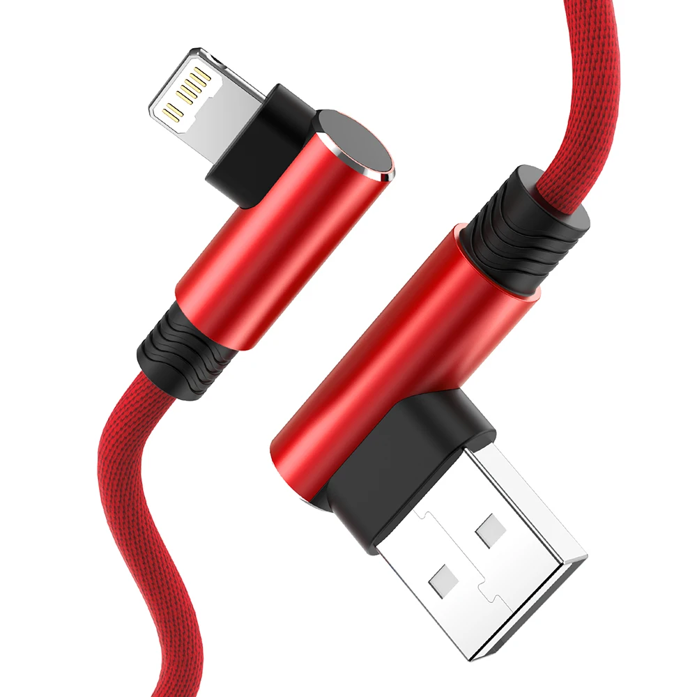 Premium Right-Angle Lightning USB Charging Cable - Available in Multiple Lengths