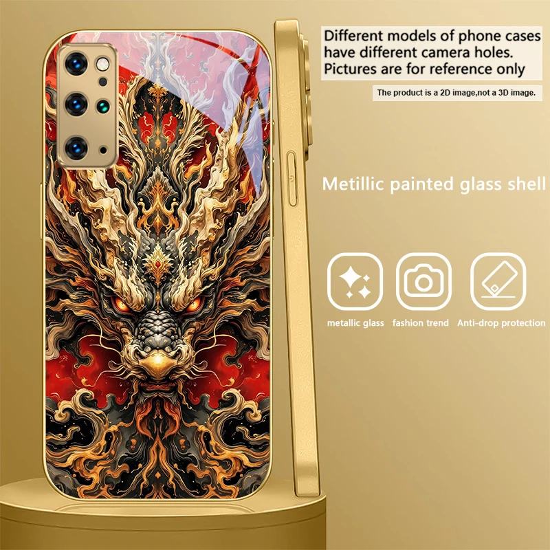 Majestic Golden Eastern Dragon Glass Phone Case