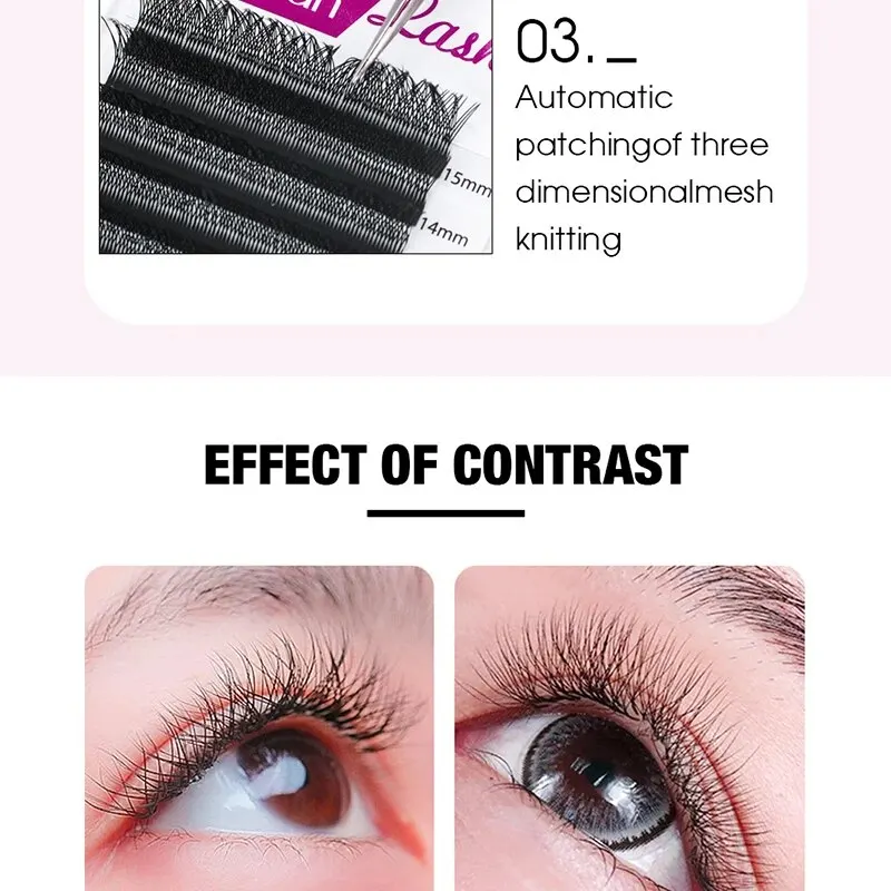 FADVAN 6D/8D W-Form (doppelte Schichten 4D/3D-W-Form) C/D/L Curl Wimpernverlängerung Natürliches weiches Volumen Fan Lash Vorgefertigte Wimpern – Detail 6
