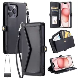 Elegant Leather Flip Stand Phone Case with Crossbody Handbag and Wallet Card Holder Feature for Sony Xperia 5 VI (Black)