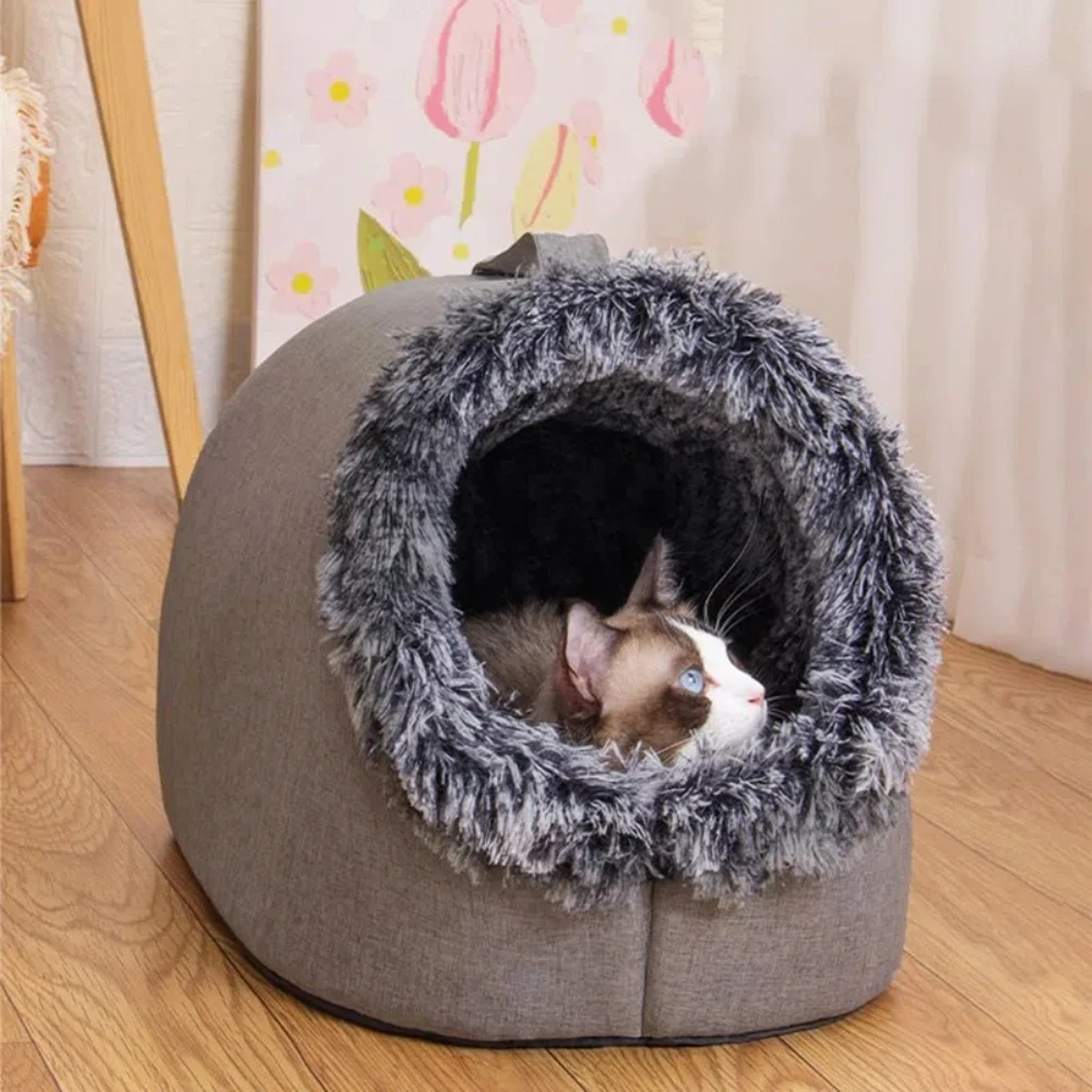 2024 New Comfort In Winter Cat Bed Iittle Mat Basket Small Dog House Products Pets Tent Cozy Cave Nest Indoor