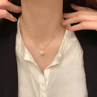 Collier avec pendentif Rose en métal pour femmes, coquille ronde irrégulière, en acier inoxydable, chaîne de cou Sexy, bijoux de luxe de fête, nouvelle collection 2025 4