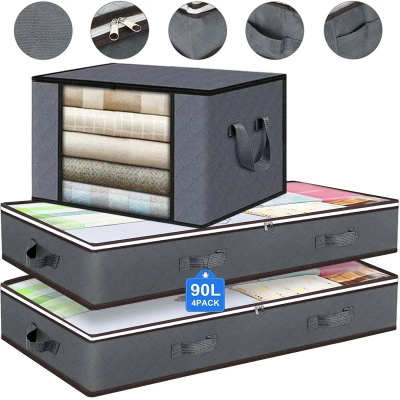 Fold Non Woven Fabric Storage Box Underbed Bag Clothing Underwear