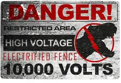 High Voltage Warning Metal Sign Wall Decor - Raptor Humorous Tin Bar Art Poster - Aluminum 20x30cm (Aluminum sign)