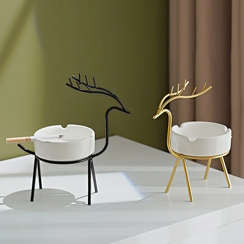 

Simple Wrought Iron Deer Ceramic Ashtray, Creative Home Decoration, Affordable Luxury Style Decorations, Nordic Style
