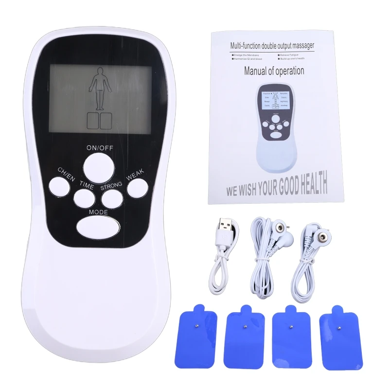 

Portable LCD Display Tens Unit Machine Pulse Massager 8 Massage Modes Rechargeable Muscle Stimulator Device with 4 Pads
