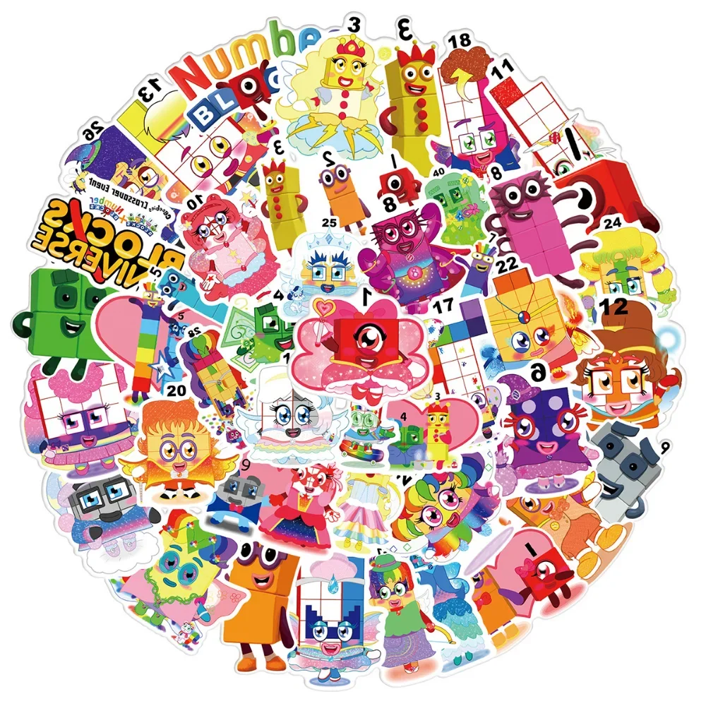 

Cartoon Anime Numberblocks Stickers Car Laptop Luggage Phone Stationery Decal Waterproof Sticker for Kids Educational Toys Gifts