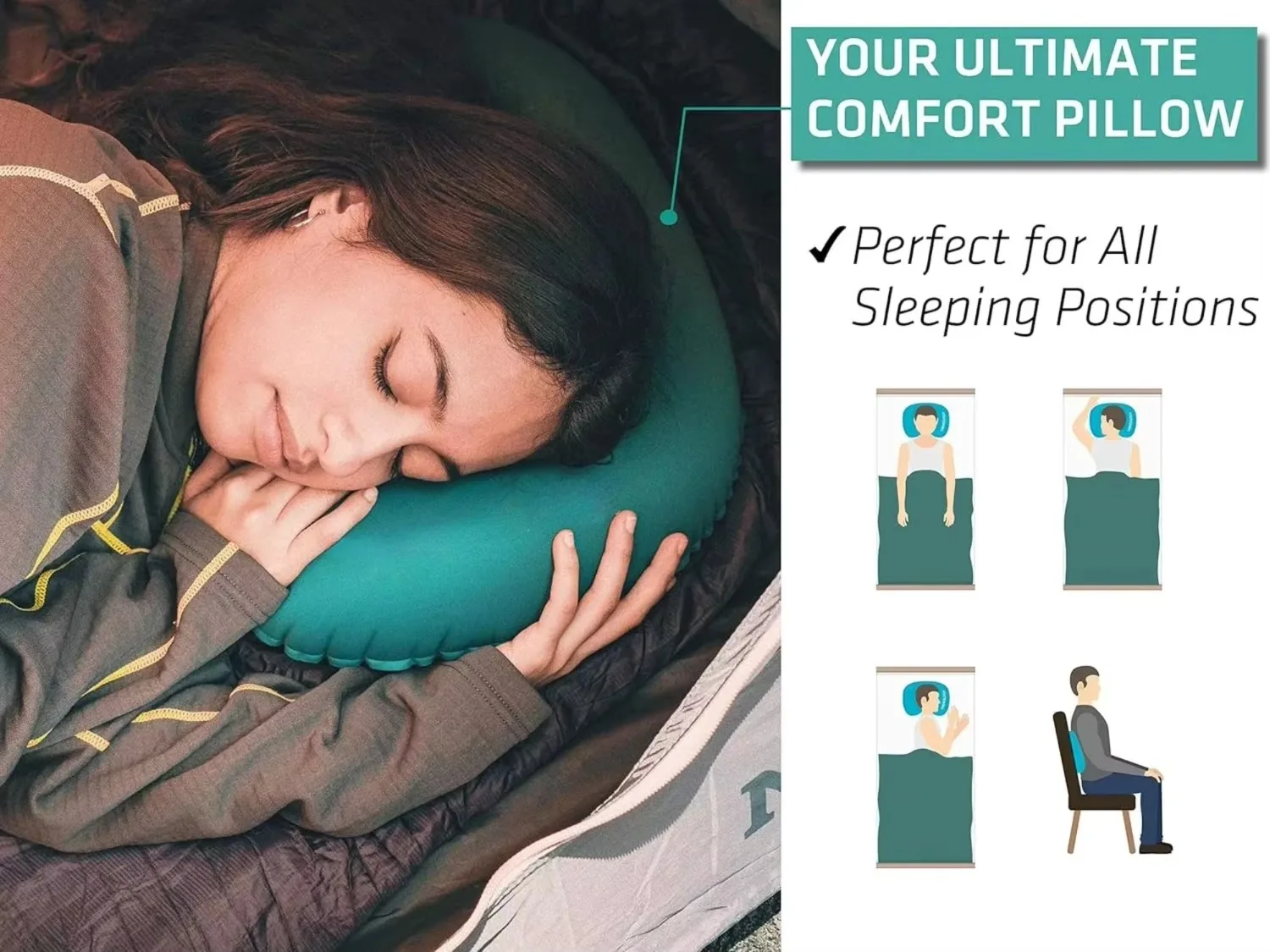 Ultralight Inflatable Camping Travel Pillow Ergonomic Inflating Pillows Cushions for Neck & Lumbar Support While Camp Hiking inflatable pillow,camping pillow