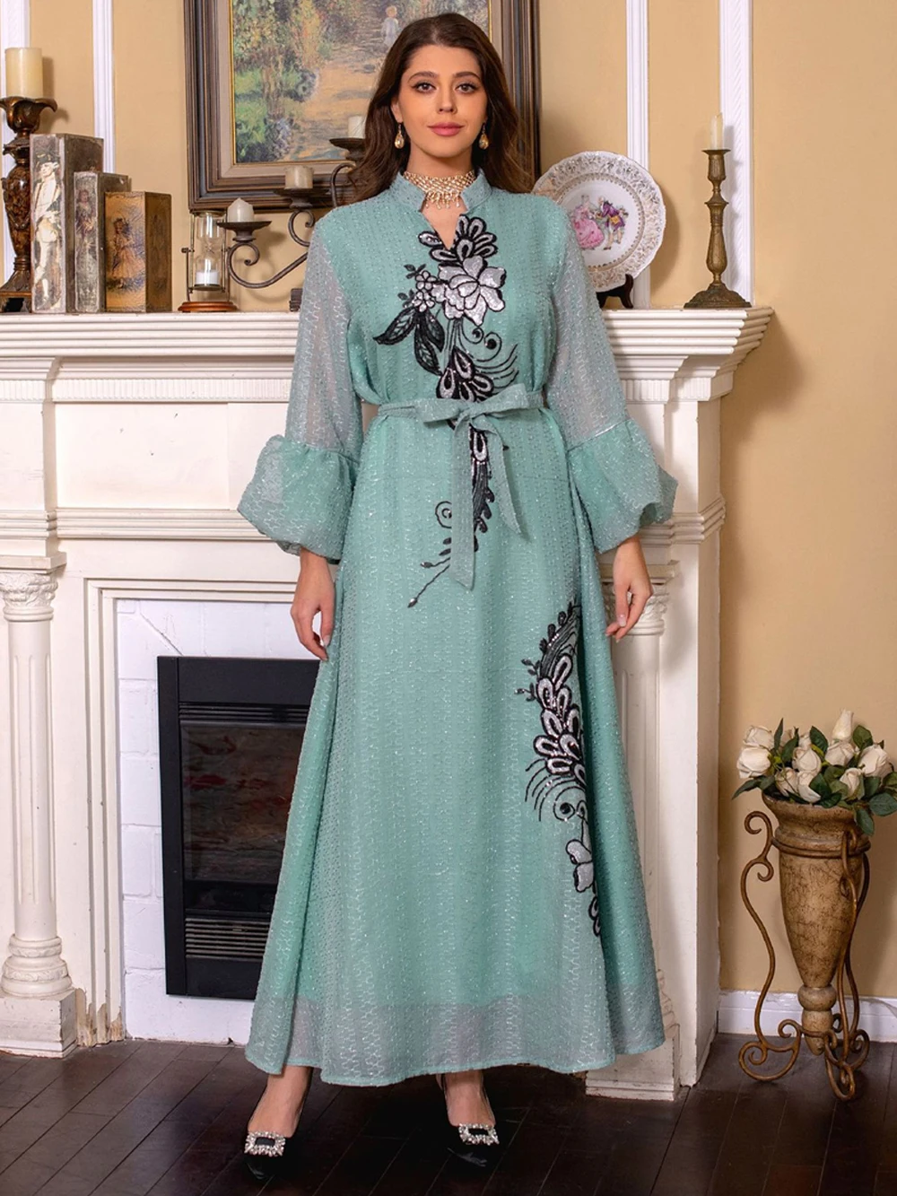 MD Dubai Turkey Ramadan Abayas For Women Muslim Fashion Long Dress Moroccan Caftan Islamic Clothing Flowers Print Boho Boubou