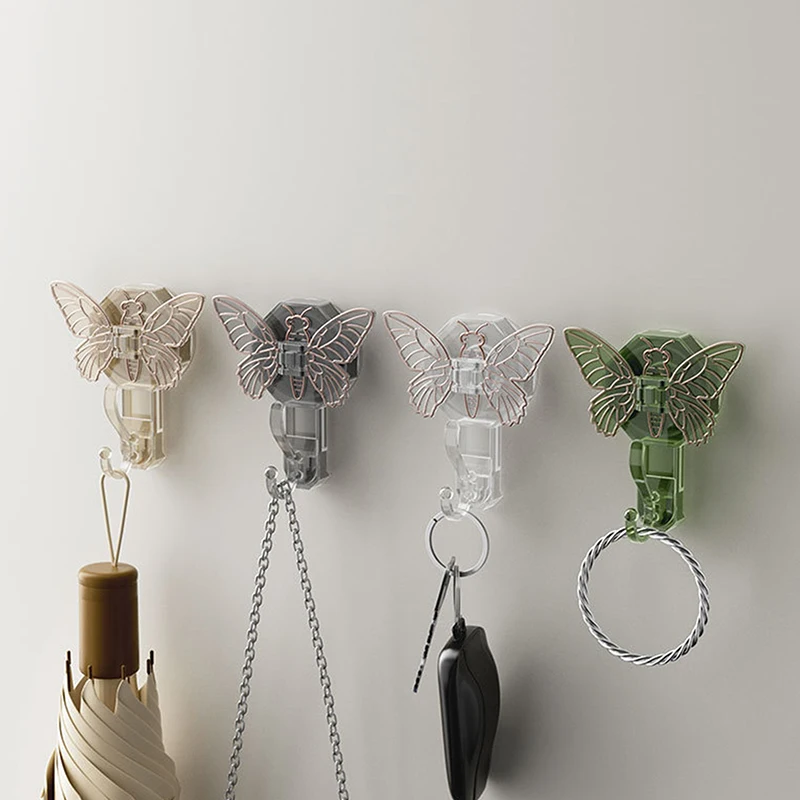 

Butterfly Sucker Hook Creative Sticky Hook Bathroom Wall Hanging Shelves Multi-Functional Non-Perforated Towels Bathroom Kitchen