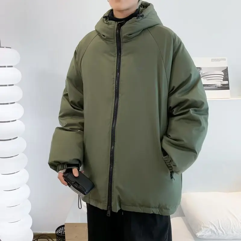 Waterproof Cotton-padded Jacket Retro Hooded Coat Men and Women Cotton-padded Jacket Trench Coat Tide Ins Function Wind Loose.