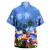 2024 Men's Shirts Hawaii Parrot Leaf Floral Print Party Beach Short Sleeve Lapel Button Up Camisa Plus Size Holiday Ropa Hombre 2