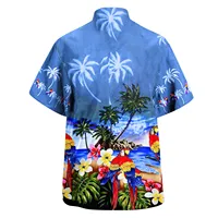 2024 Men's Shirts Hawaii Parrot Leaf Floral Print Party Beach Short Sleeve Lapel Button Up Camisa Plus Size Holiday Ropa Hombre 2